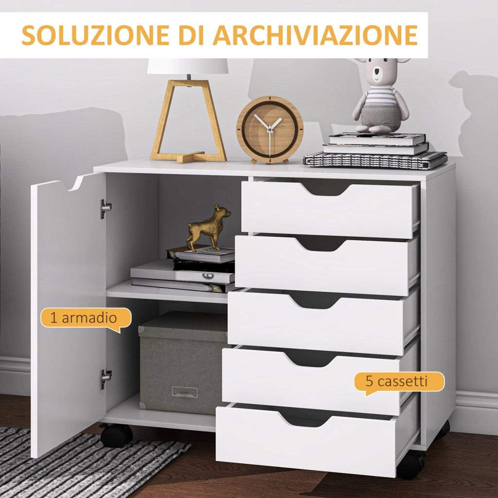 Cassettiera Laterale con Ripiano Regolabile ¨C zephmum ¨C Bianco 60x40x80