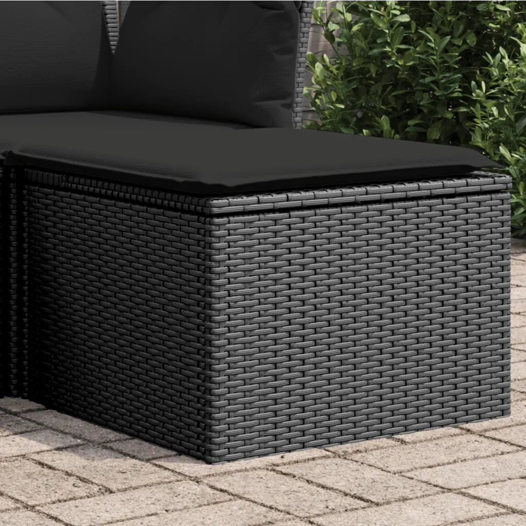 Sgabello da giardino con cuscino nero 55x55x37 cm in polyrattan CFW2999953