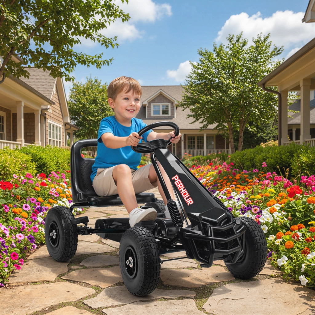 Go-Kart a pedali per bambini ¨C Xylo ¨C sedile regolabile, freno manuale, 110x61x62 cm, nero
