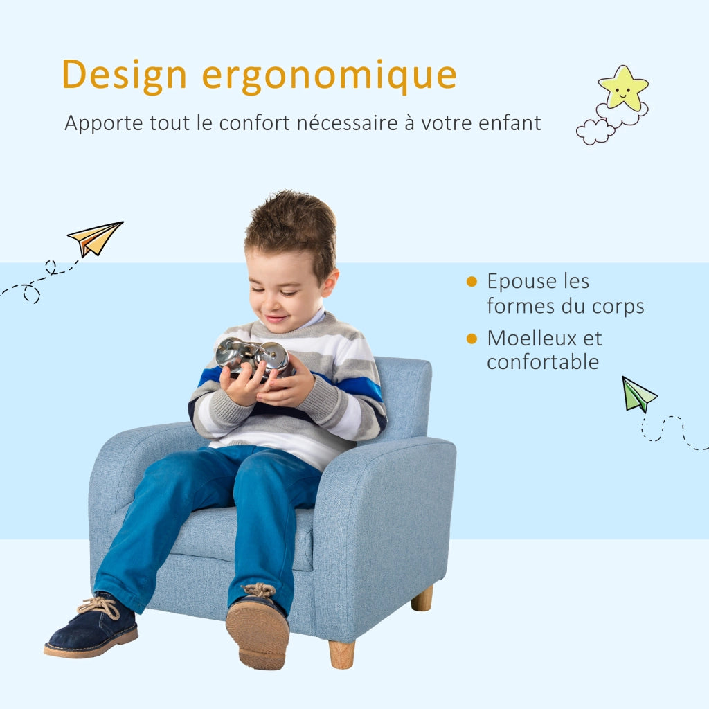Poltrona per Bambini ¨C Minimal ¨C Blu, Tessuto, Legno