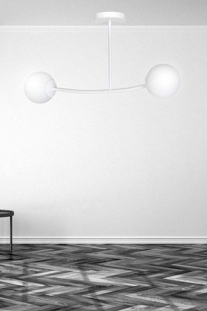Plafoniera Emibig Halldor bianca vetro 2xE14 81 cm