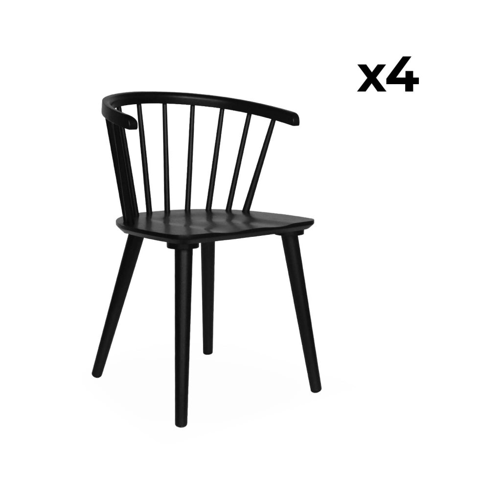 Set di 4 sedie in legno, nero