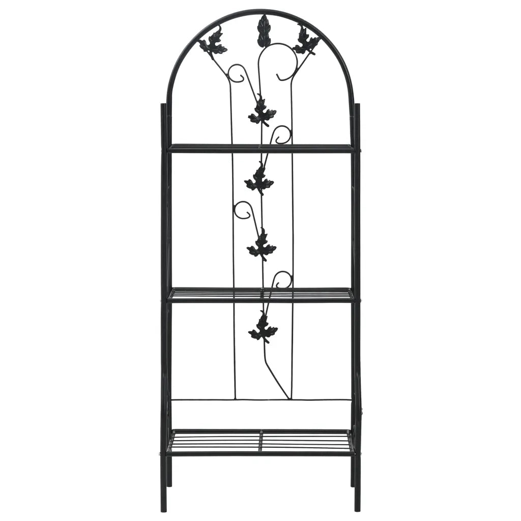 Supporto per piante | Sostegno per piante a 3 Livelli Nero 52x28x128 cm in Ferro