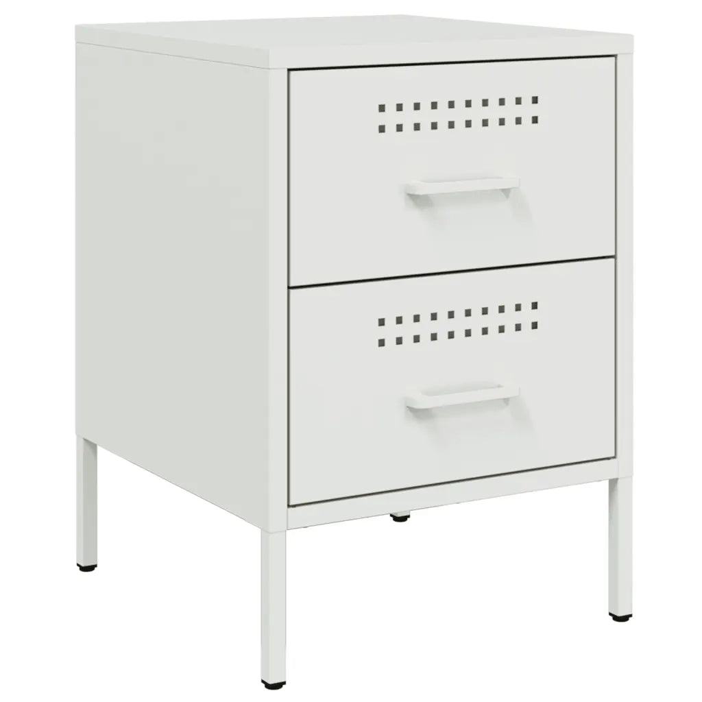 Comodino Bianco 36x39x50,5 cm in Acciaio 842932