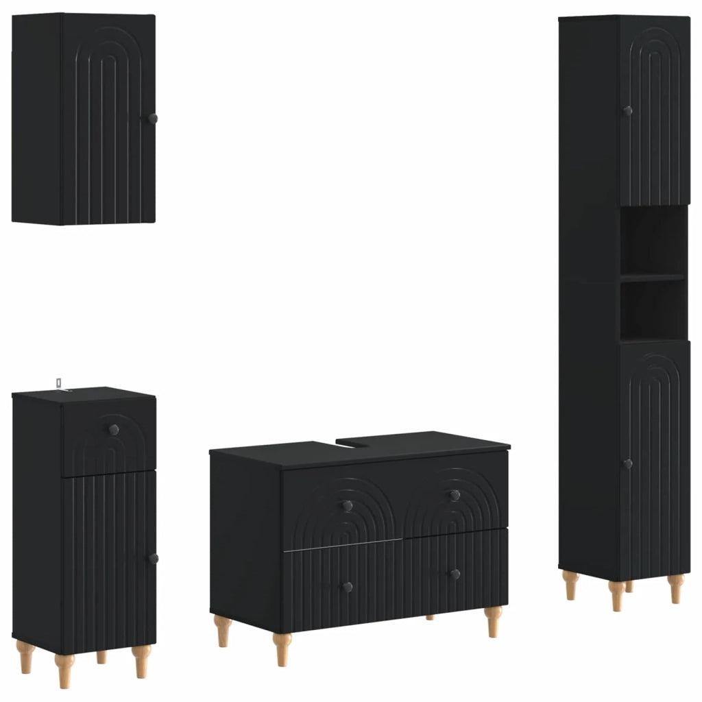Set di Mobili da Bagno da 4 Pezzi ALKMAAR Nero 3417910