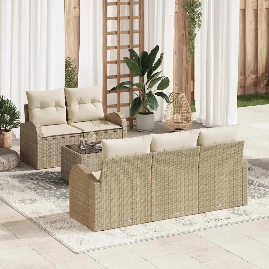Set Divano da Giardino Beige 55 x 55 x 37 cm polyrattan 3345921