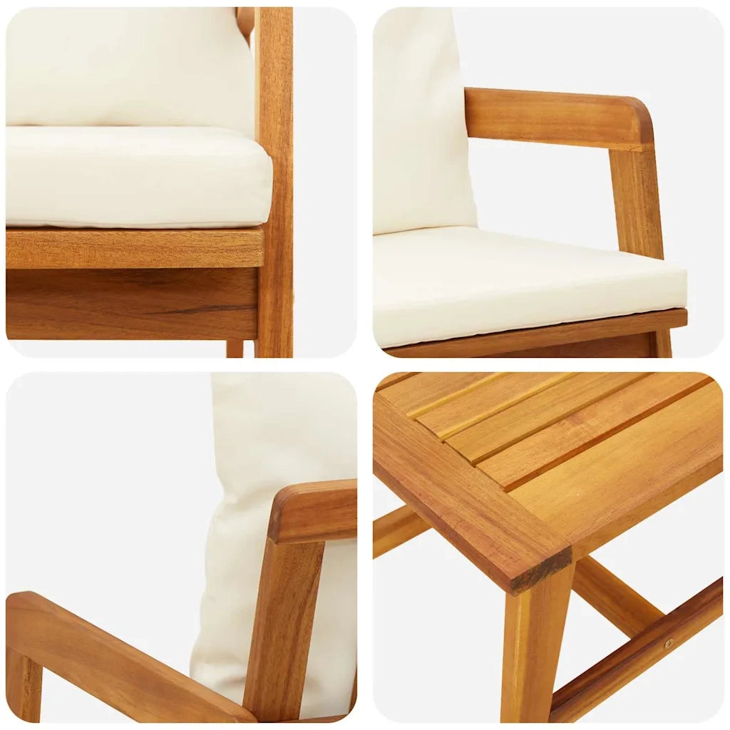 Set bistrot con cuscino 3 pcs Marrone Legno di Acacia Massello 4106456