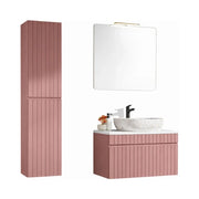 Set ICON: mobile sottolavabo 80cm + piano per lavabo + lavabo da appoggio + specchio + lampada LED + colonna