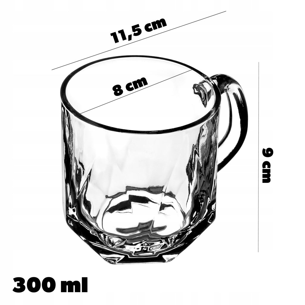Set di 6 bicchieri da caffè/tè KADAX da 300 ml con manico.