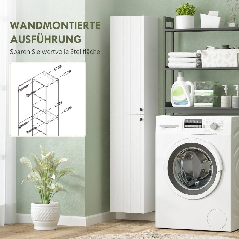 Mobiletto da bagno a parete, superficie laccata, 6 ripiani, MDF, bianco