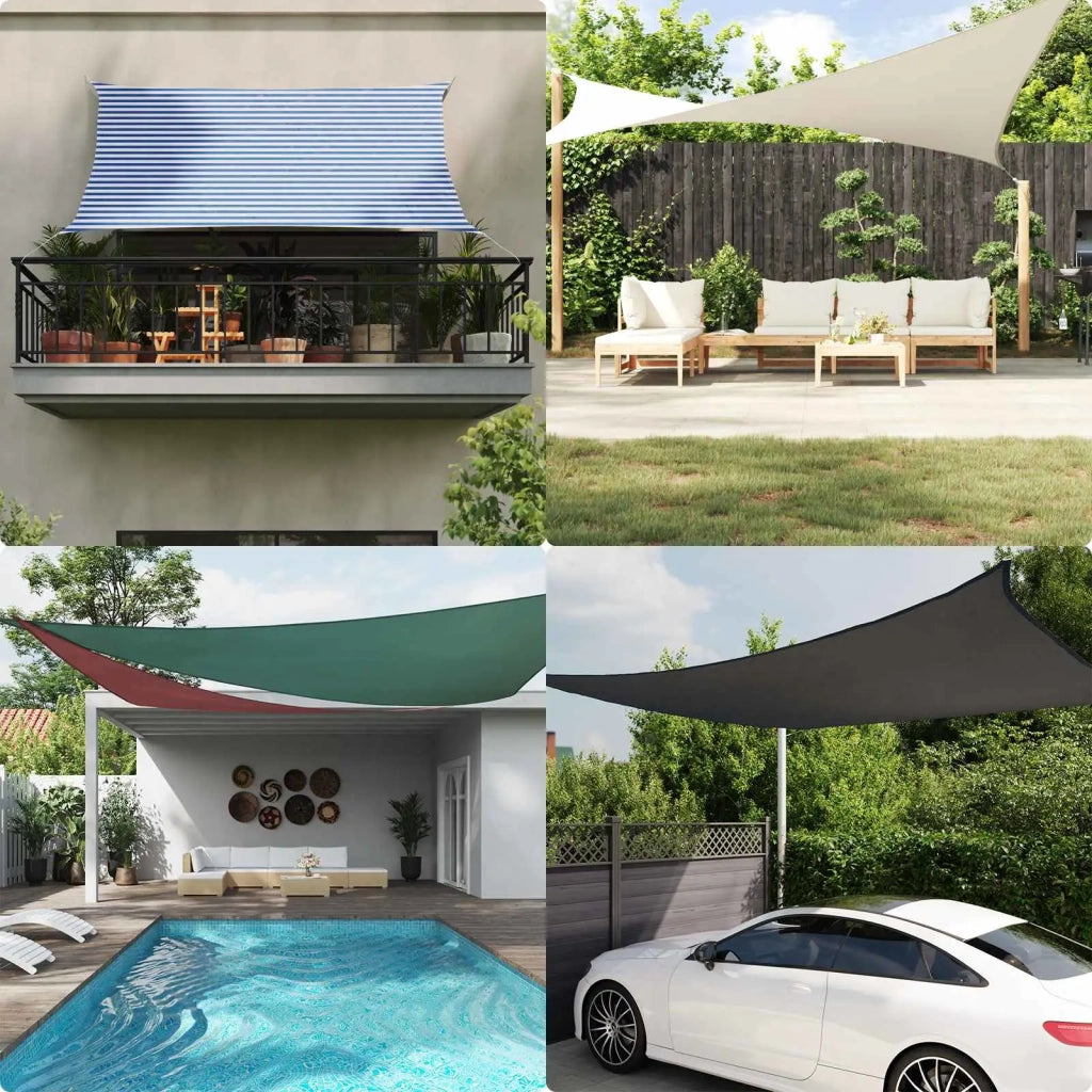 Vela Parasole | Telo Ombra | Vela da ombra solare Blu e Bianco 5 x 2 m