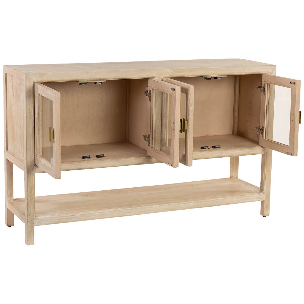 Credenza in legno beige con 4 ante 150x40x90h cm
