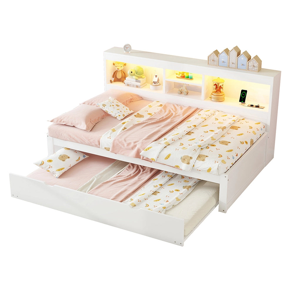 Divano letto daybed - Xylo - 90x200 cm LED USB contenitore bianco