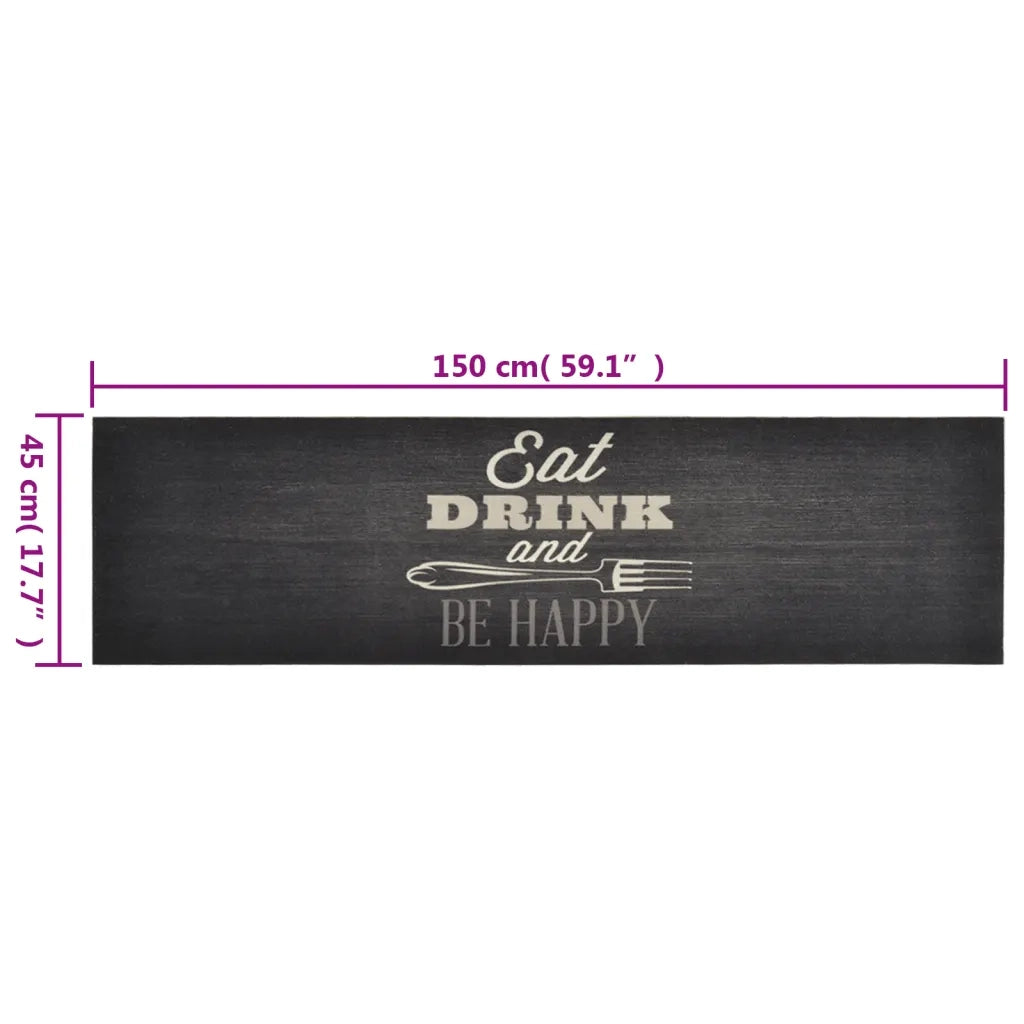 Tappeto del soggiorno | Tappeto da Cucina Lavabile Nero Cucina 45x150 cm Velluto