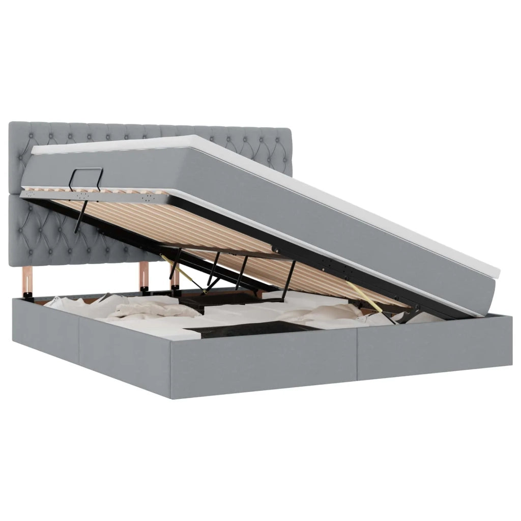 Letto con contenitore e LED con led Grigio chiaro 160 x 200 cm