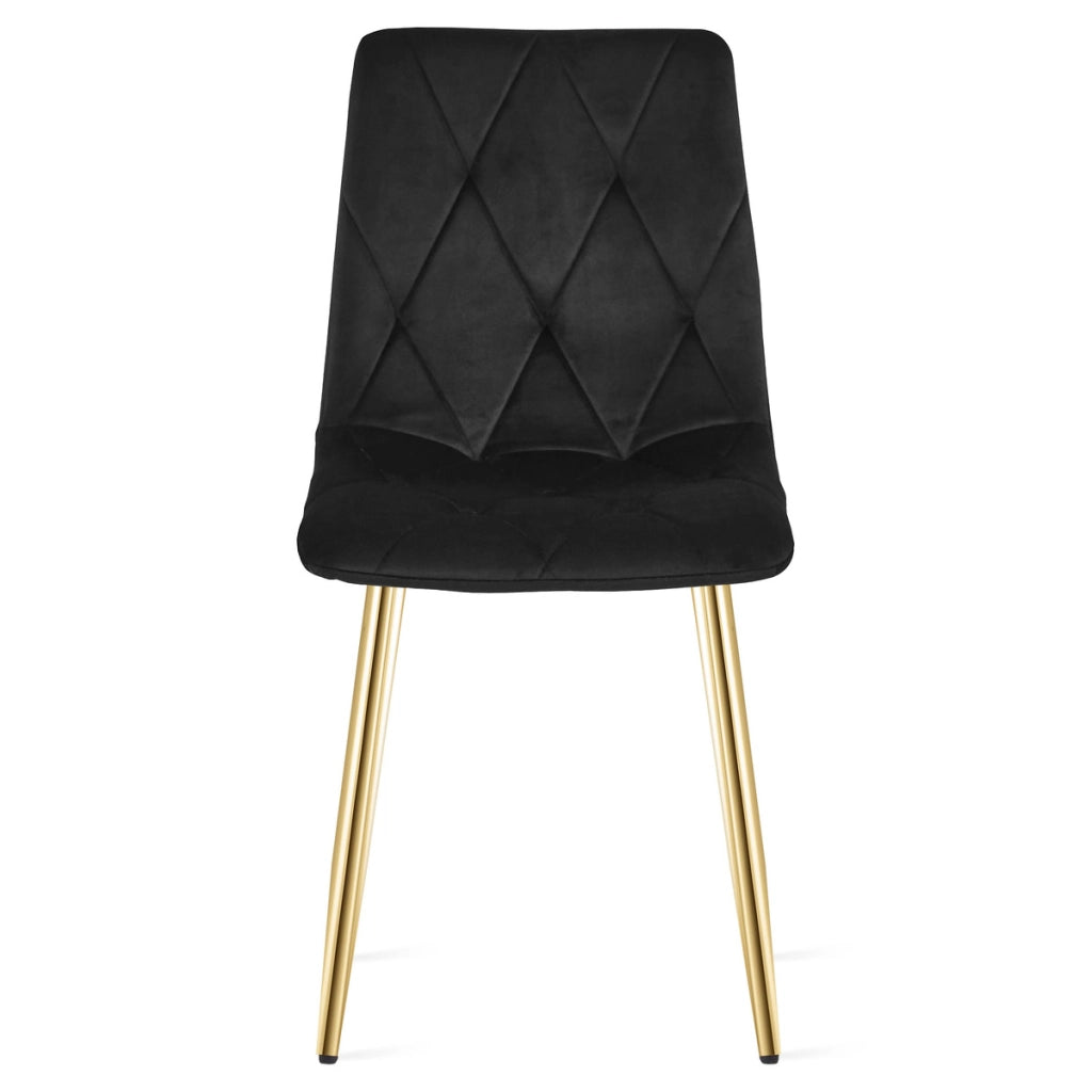 Sedia Libra in Velluto Nero con Gambe Oro