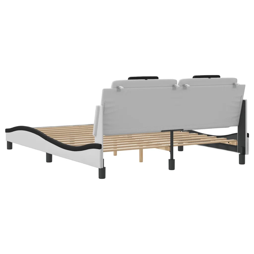 Letto matrimoniale | Letto per adulti | Giroletto Viana con LED senza Materasso Bianco e Nero 160x200 cm