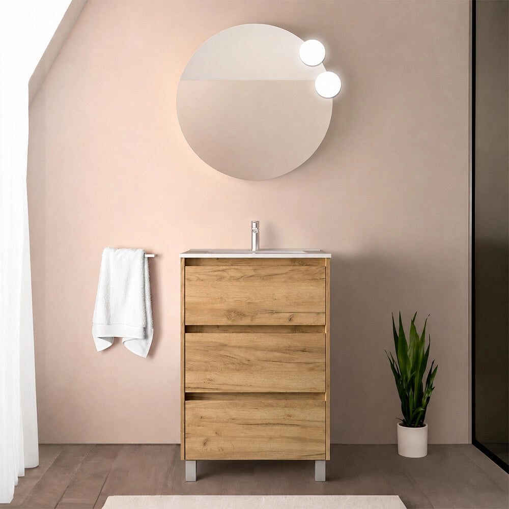Mobile bagno 60 cm rovere africa con lavabo ad incasso Gaya