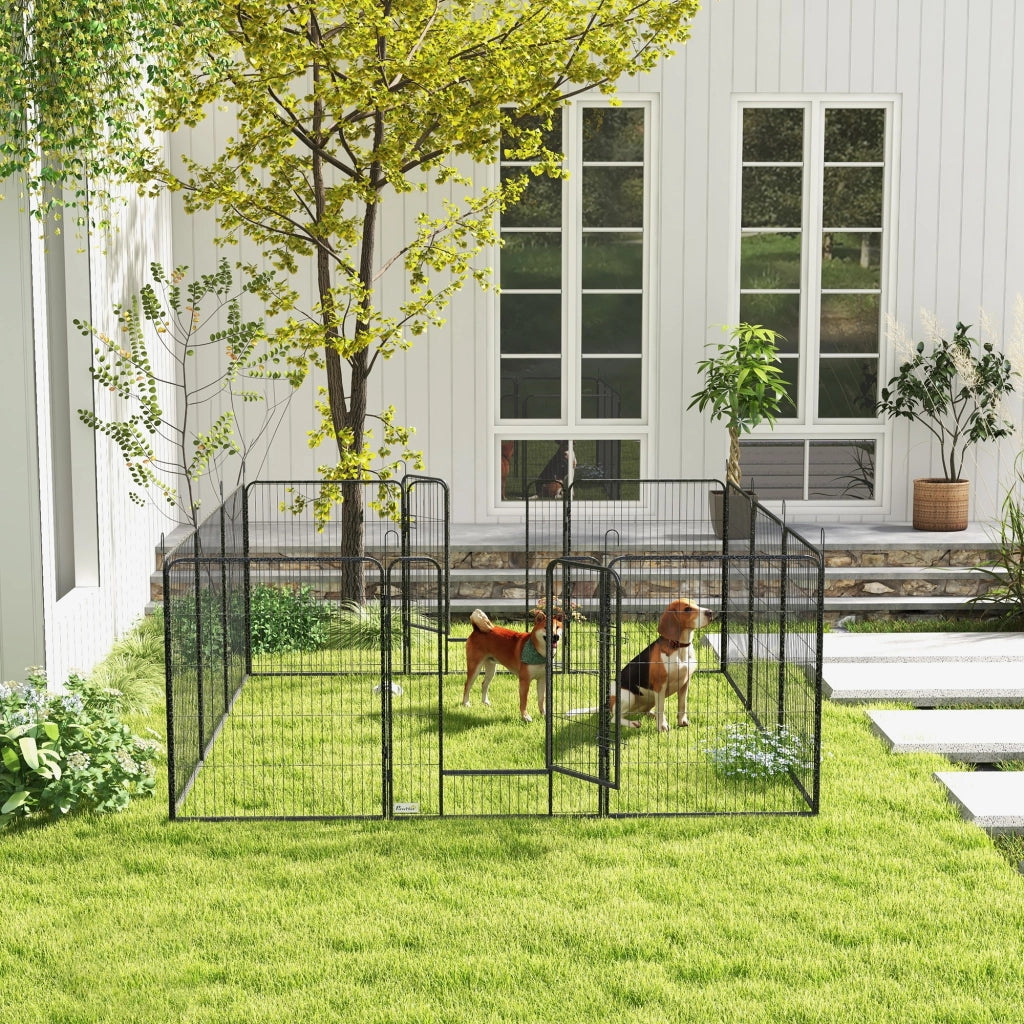 Recinto per cani 12 pezzi pieghevole con 2 porte ¨C Minimal ¨C Grigio 80x100 cm