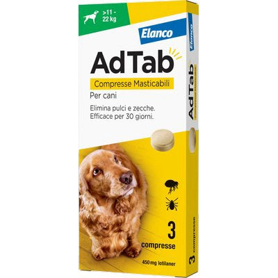 ANTIPARASSITARIO ADTAB CANI ELANCO - KG 11/22 CF=PZ 3- 1 confezioni