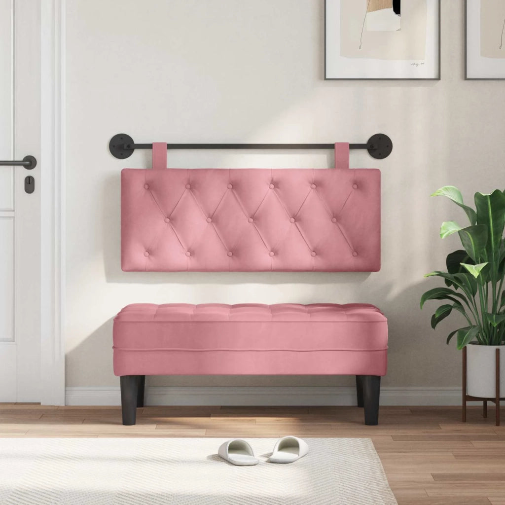 Testiera | Testata sospesa Con luce LED Rosa Velluto