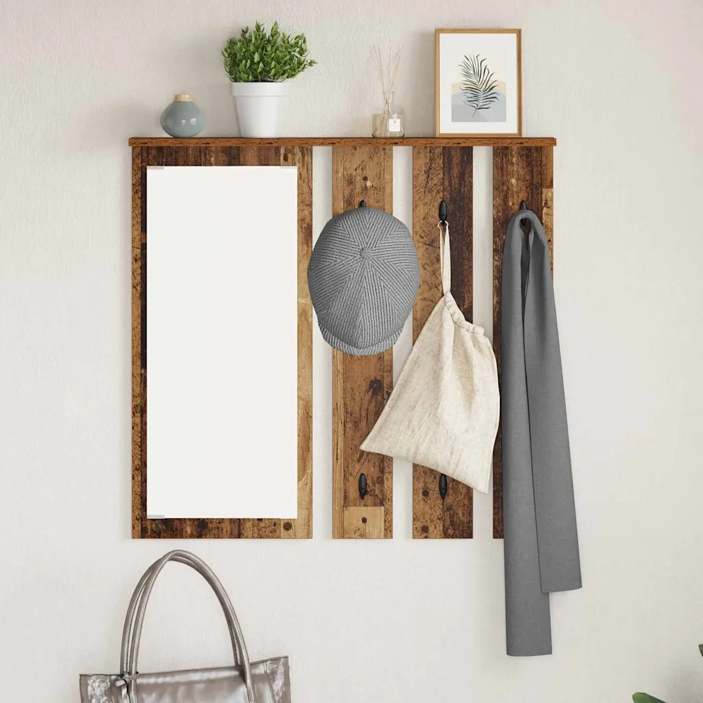 Appendiabiti a muro con specchio Legno vecchio 84 x 10 x 80 cm 874497