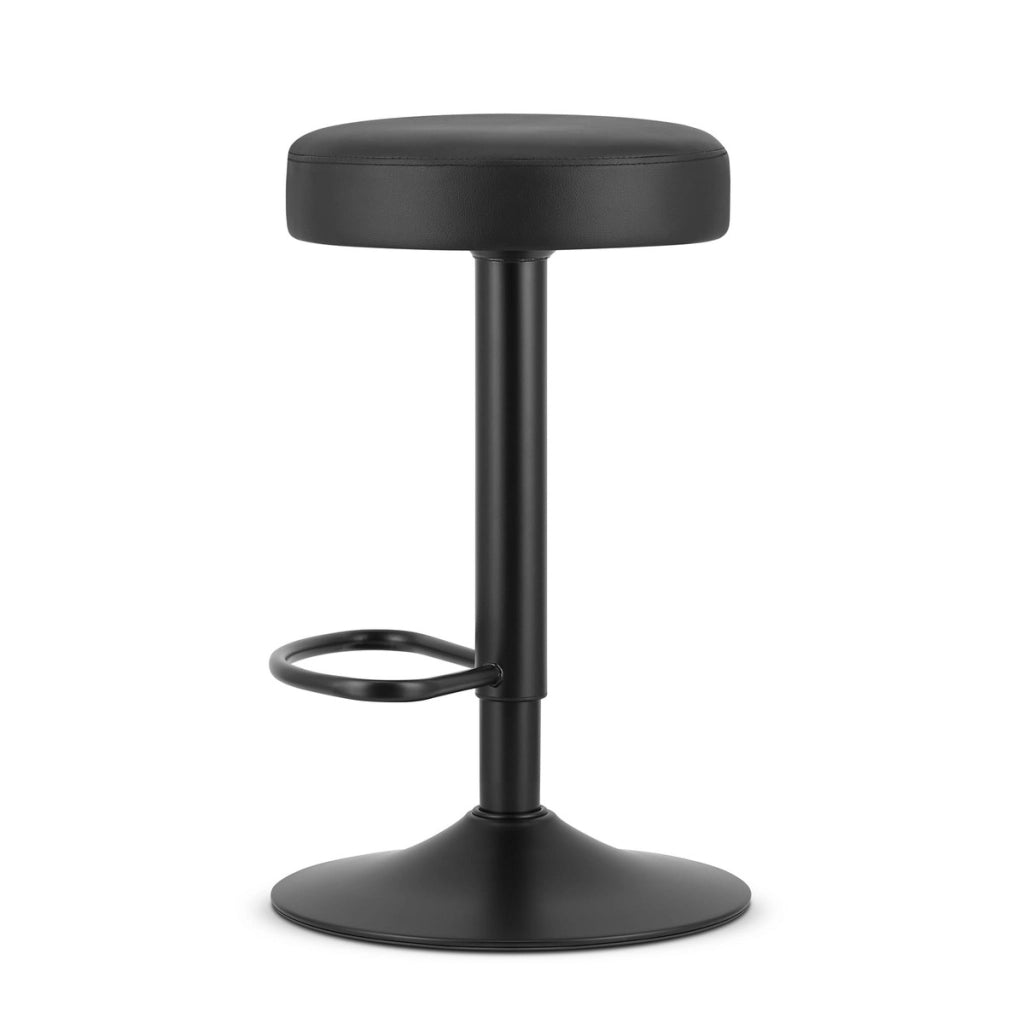 Sgabello da bar ROJST in ecopelle nera con base nera