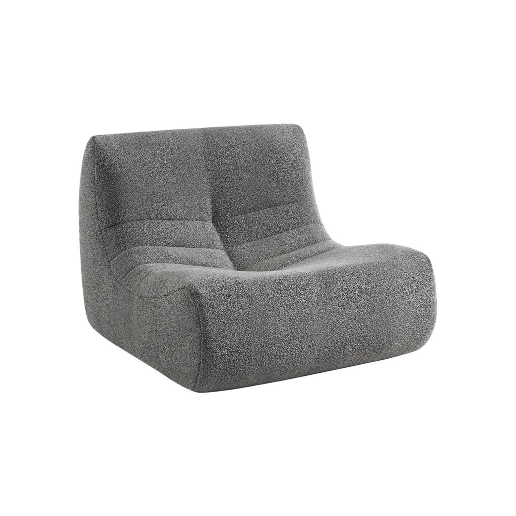 Modulo per divano modulare senza braccioli in bouclé, 1 posto, grigio