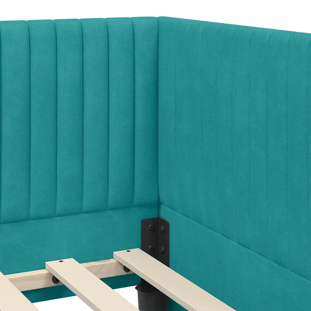Cornice del letto ad angolo Turchese 90 cm x 190 cm Velluto 42016264