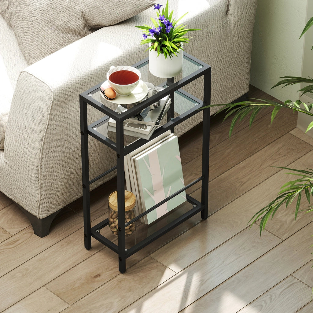 Libreria a scaffali con ripiani in vetro ¨C zephmum ¨C nero 18 cm
