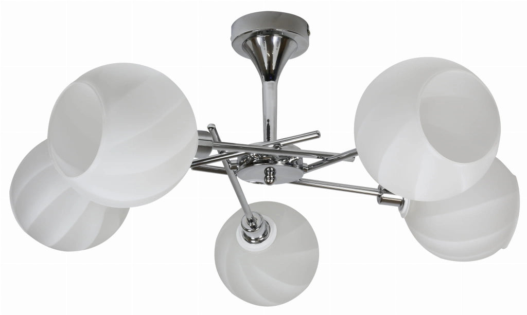 Lampadario Candellux Raul 35-72269 cromo, vetro bianco 5xE14