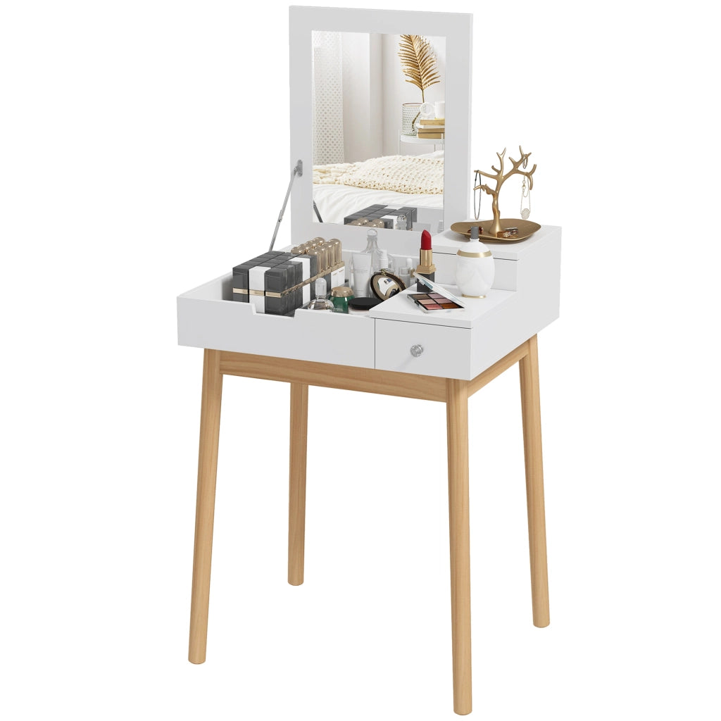 Scrivania da trucco con specchio ¨C Minimal ¨C 60x50x85,5 cm bianco