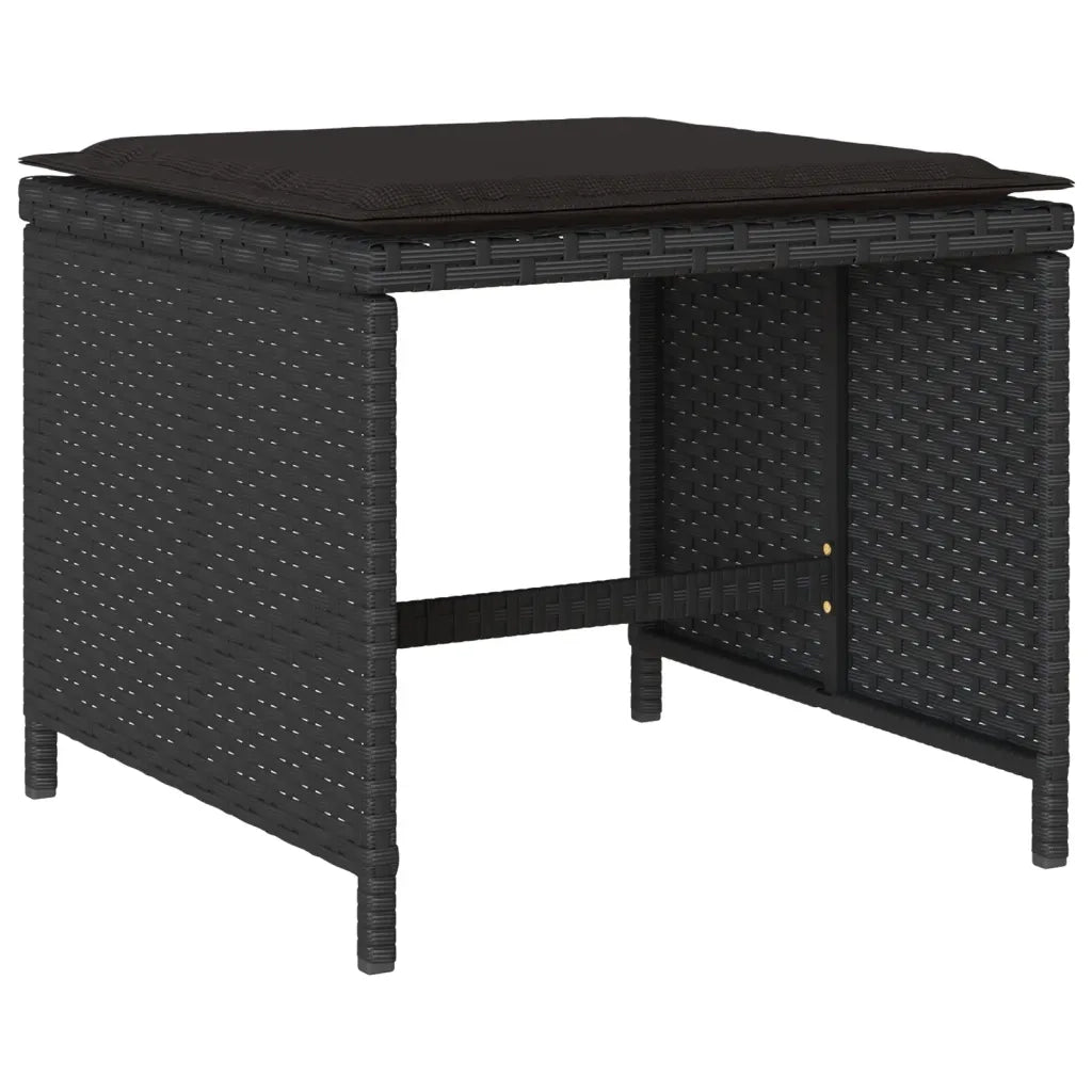 Set da Pranzo da Giardino 13pz con Cuscini Nero in Polyrattan 3277746