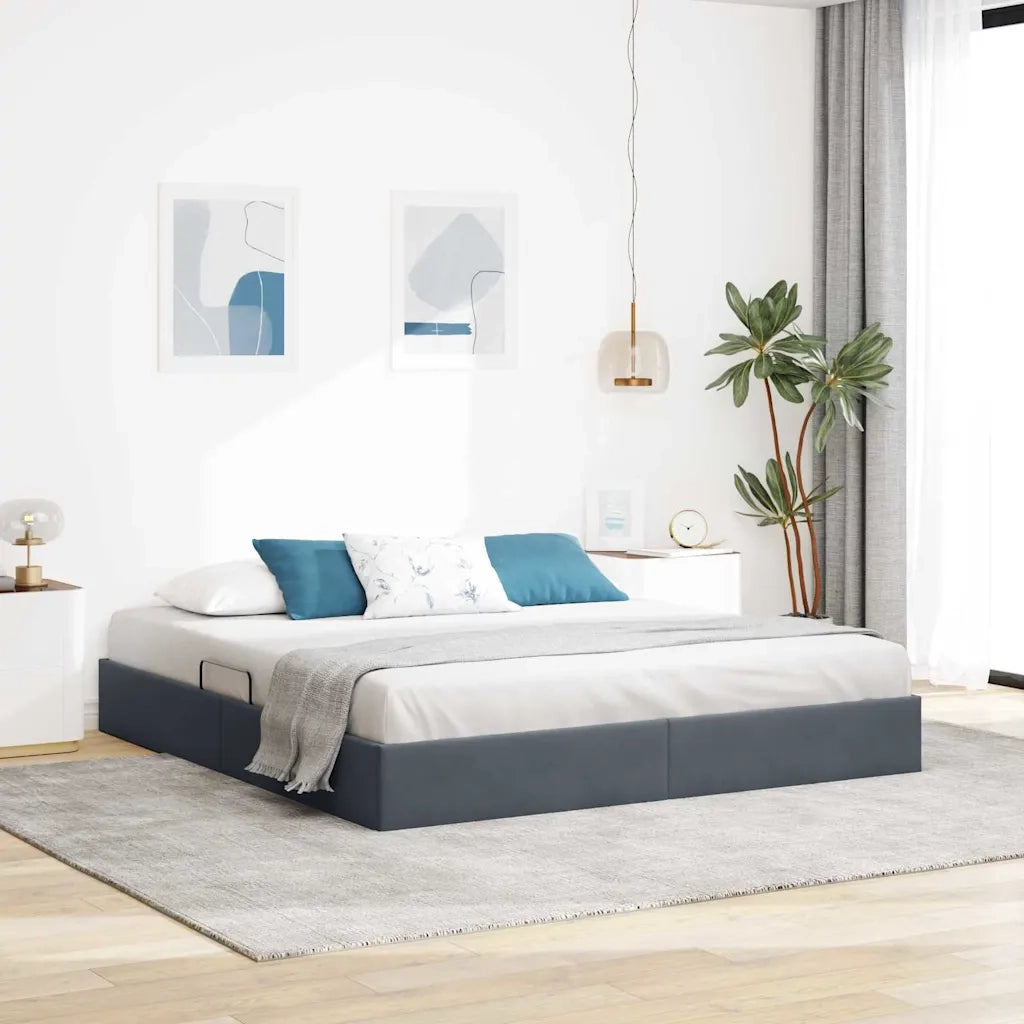 Letto con Contenitore Grigio Scuro 193 x 203 cm Velluto 3370139