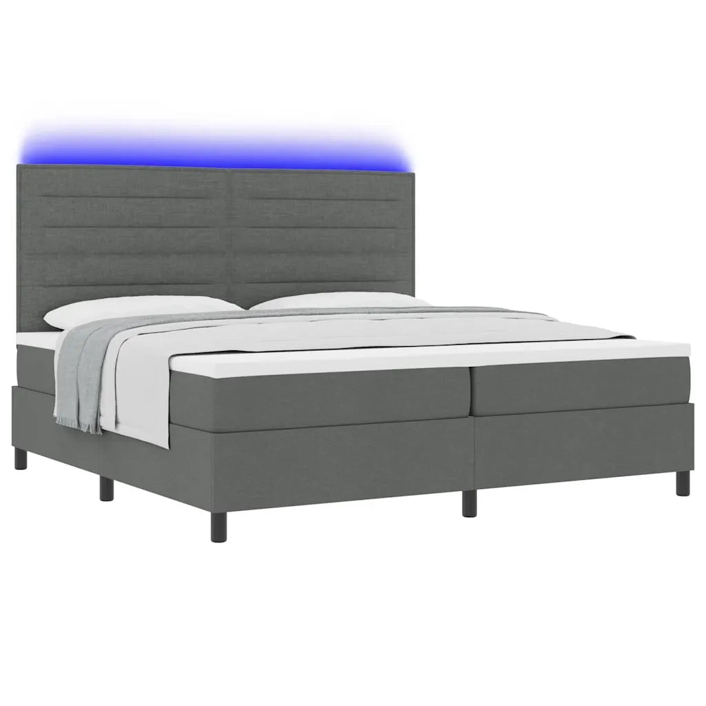 Letto a molle con materasso Grigio scuro 200 x 200 cm Tessuto