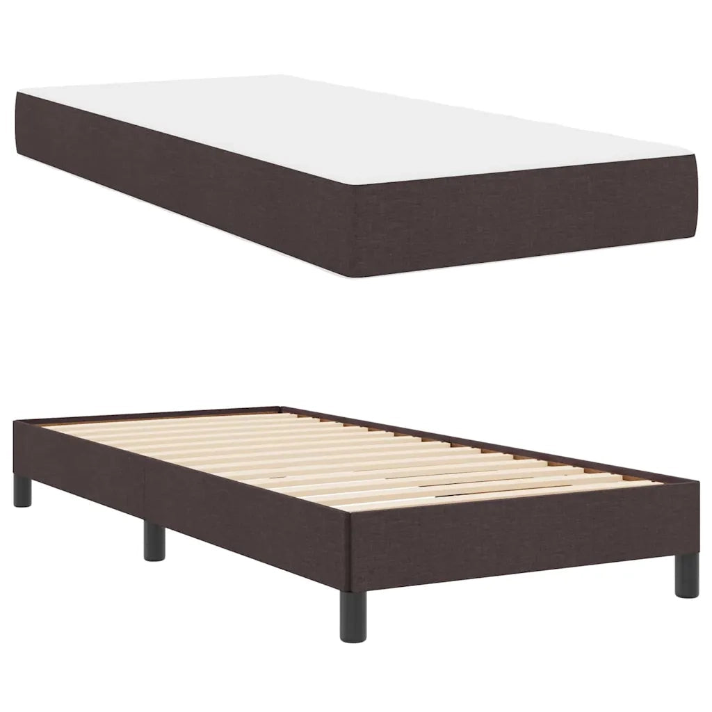 Letto a molle con materasso Marrone Scuro 80 x 200 cm Tessuto