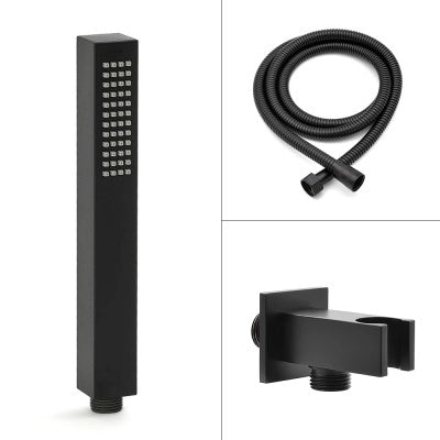 Set doccia nero opaco con braccio soffione quadrato 40x40 e kit doccia