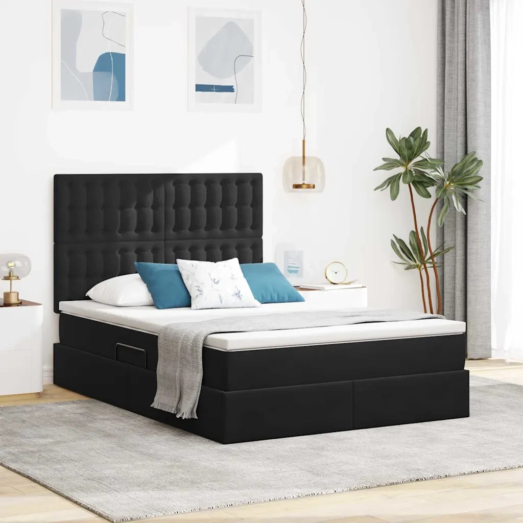 Letto con contenitore e materasso Nero 140 x 200 cm Velluto 3372155