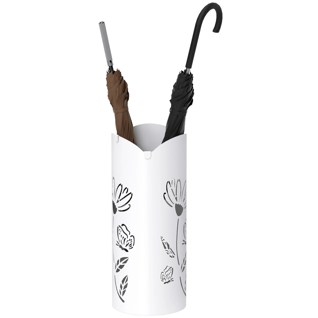 Portaombrelli in Acciaio con Ganci e Bandeja ¨C Minimal ¨C 17x17x41 cm Bianco