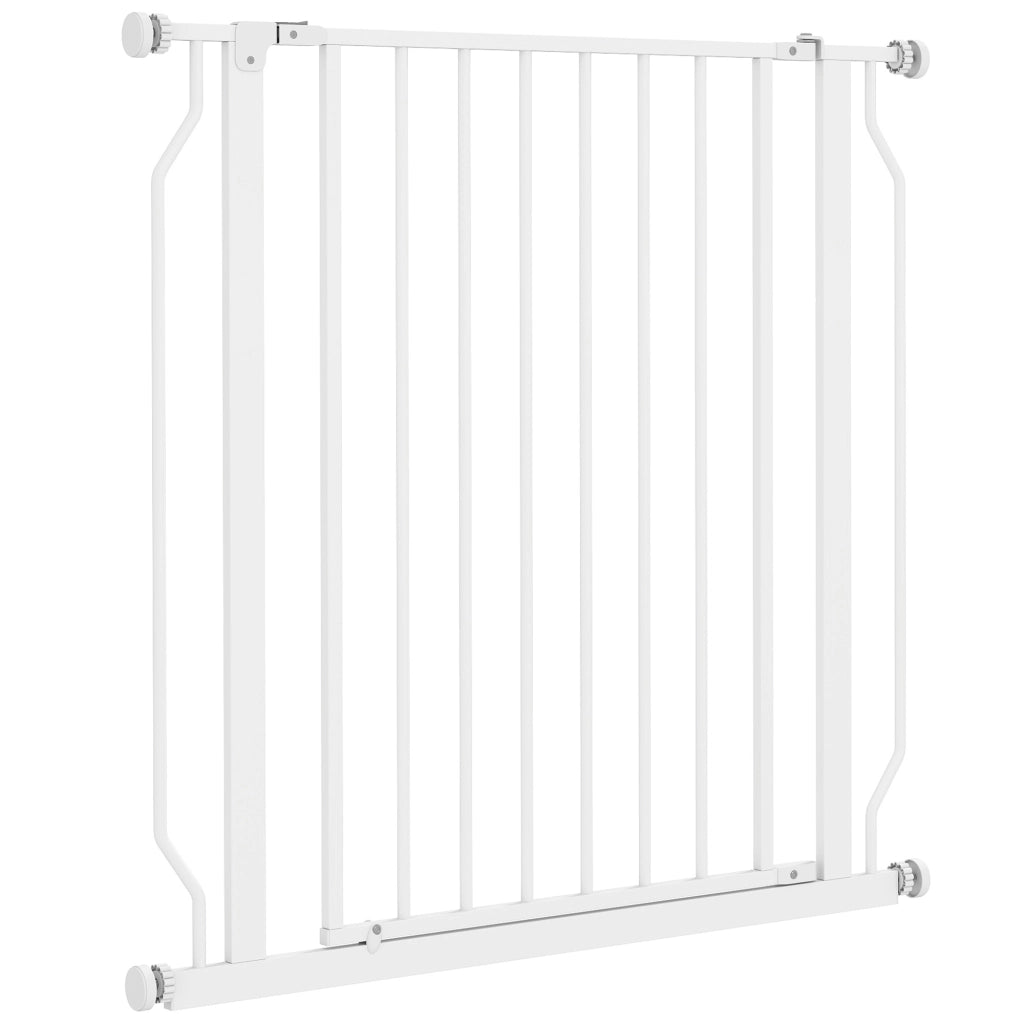 Cancelletto per Cani Estensibile e Regolabile per Scale e Porte. in Acciaio e ABS. 75-85x76 cm. Bianco