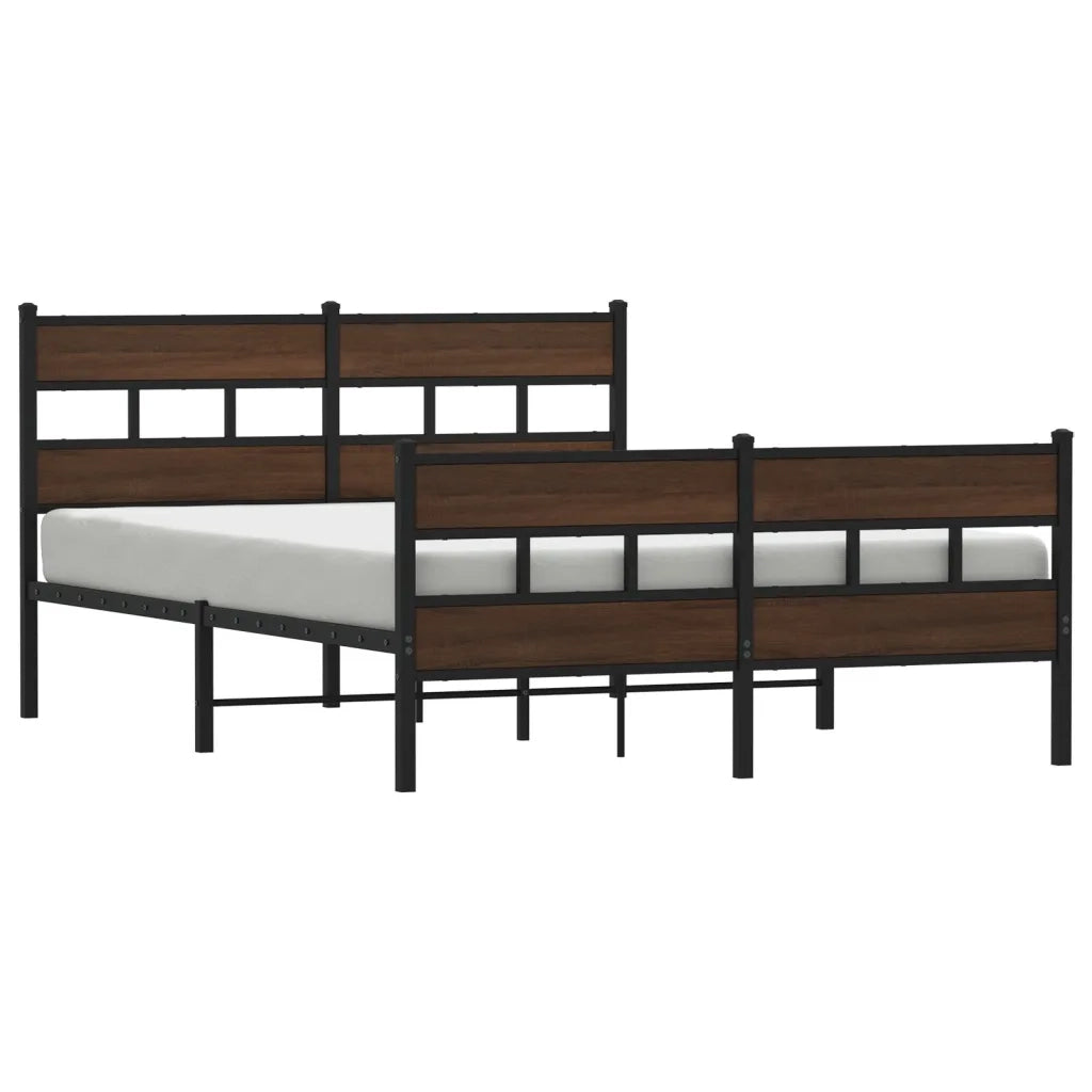 Letto matrimoniale | Letto per adulti | Giroletto senza Materaso in Metallo Rovere Marrone 150x200 cm