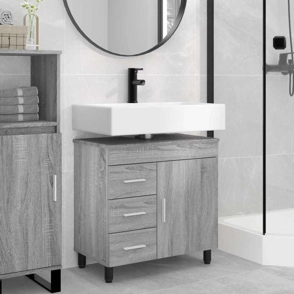Mobiletto da bagno Sonoma grigio 60 x 35 x 60 cm 889381