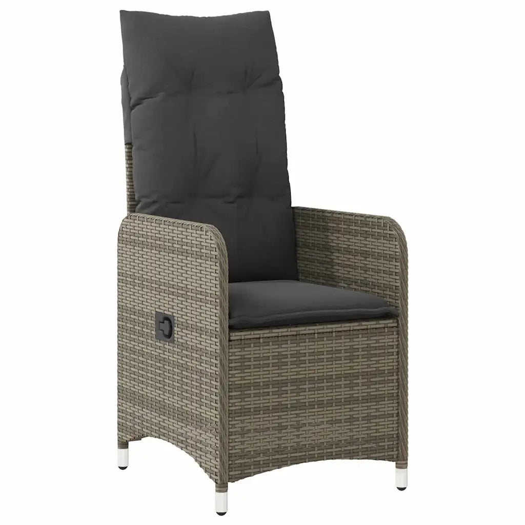 Set Bistrò da Giardino 11 pz con Cuscini in Polyrattan Grigio