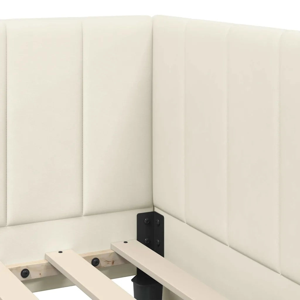 Struttura Letto Angolare con Materasso 2 pcs Crema Velluto 3393855