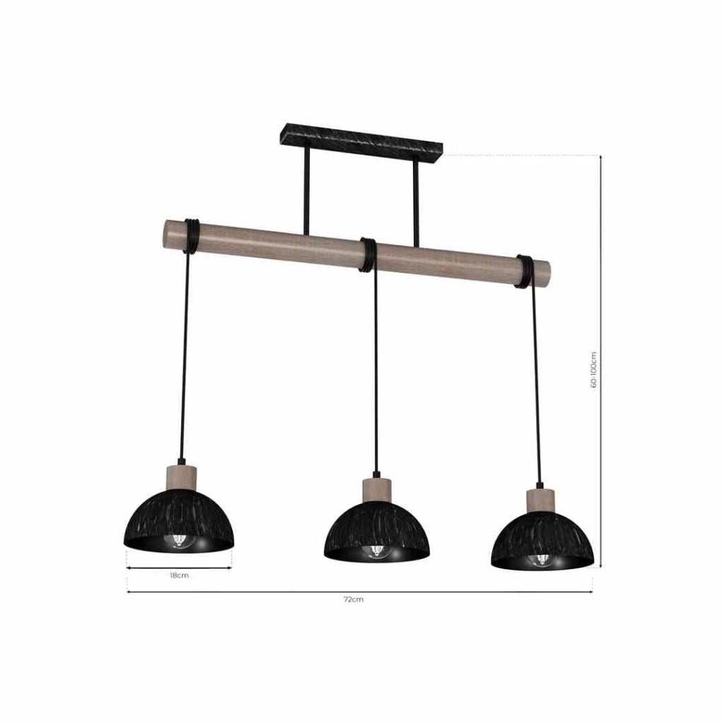 Lampadario sospeso Milagro ERIK MLP7640 3 luci legno