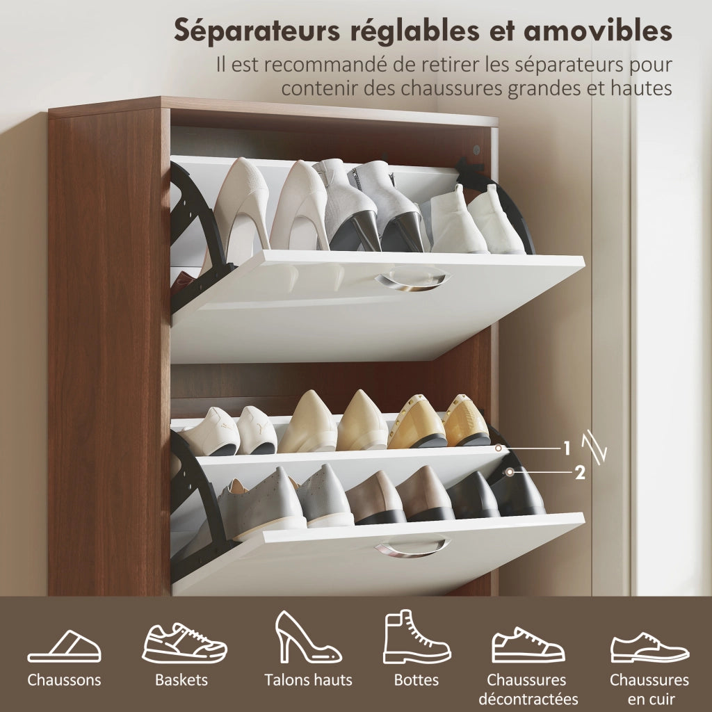 Armadio per Scarpe 5 Ante ¨C Minimal ¨C Bianco e Marrone