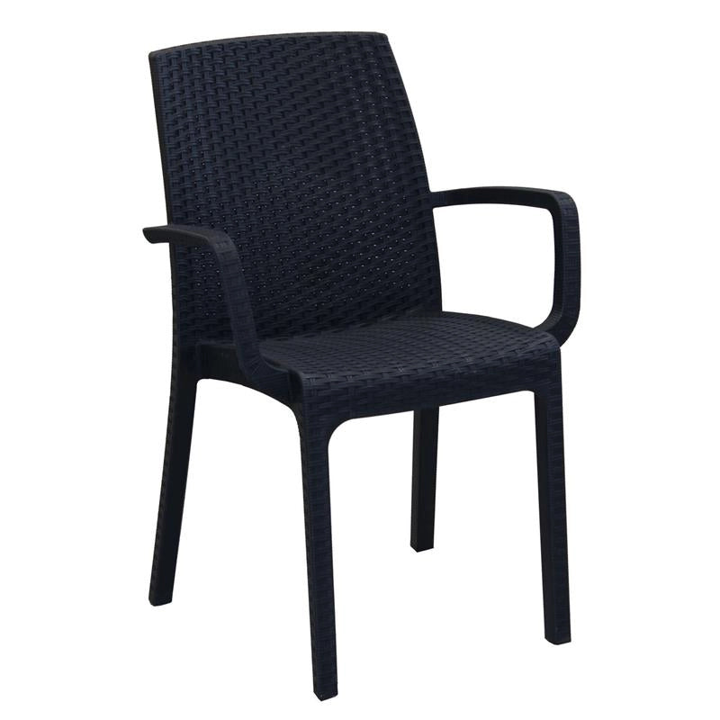 POLTRONA INDIANA IN POLY RATTAN SINTETICO COLORE ANTRACITE