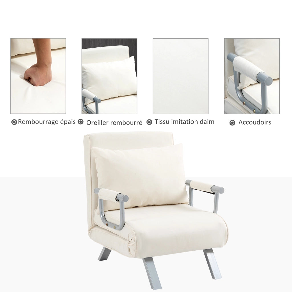 Poltrona letto convertibile 1 posto con cuscino e braccioli ¨C Xylo ¨C tessuto sfoderabile