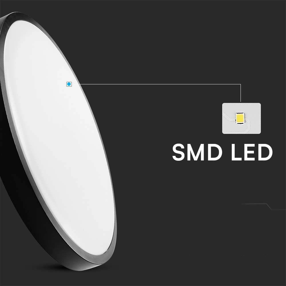 Plafoniera LED V-TAC 18W 25cm da soffitto IP44 nera 6500K