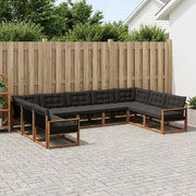 Set di divani da esterno con cuscino 9 pcs Naturale e Nero 3381680